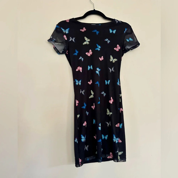 Elodie K Butterfly Mesh Fitted Minidress women’s XS colorful y2k dress - Picture 2 of 7